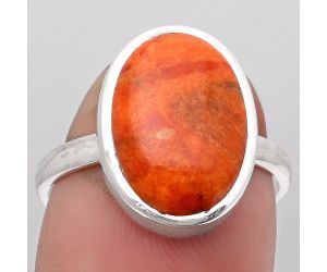 Natural Red Sponge Coral Ring size-8.5 SDR159063 R-1004, 11x15 mm
