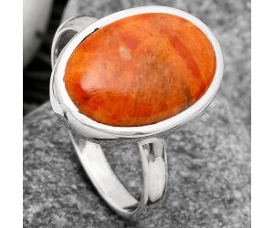 Natural Red Sponge Coral Ring size-8.5 SDR159063 R-1004, 11x15 mm