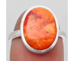 Natural Red Sponge Coral Ring size-8.5 SDR159070 R-1004, 11x15 mm