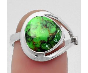 Natural Green Matrix Turquoise Ring size-7 SDR159138 R-1081, 11x11 mm