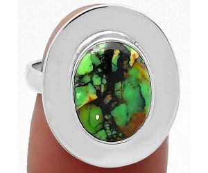 Natural Green Matrix Turquoise Ring size-7 SDR159167 R-1082, 9x11 mm