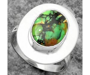 Natural Green Matrix Turquoise Ring size-7 SDR159167 R-1082, 9x11 mm