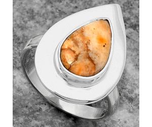 Natural Coral Jasper Ring size-7 SDR159172 R-1082, 8x12 mm