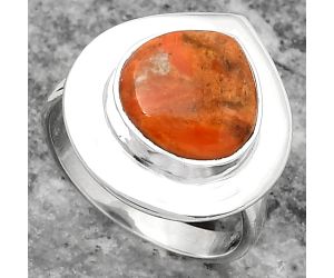 Natural Red Sponge Coral Ring size-7 SDR159181 R-1082, 11x11 mm