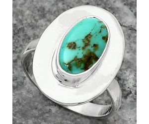Natural Rare Turquoise Nevada Aztec Mt Ring size-7 SDR159193 R-1082, 7x12 mm