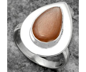 Natural Peach Moonstone Ring size-7 SDR159203 R-1082, 8x13 mm