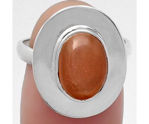 Natural Peach Moonstone Ring size-7 SDR159205 R-1082, 8x11 mm