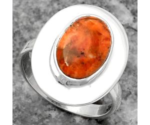 Natural Red Sponge Coral Ring size-7 SDR159209 R-1082, 8x12 mm