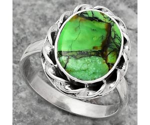 Natural Green Matrix Turquoise Ring size-7 SDR159239 R-1083, 10x13 mm