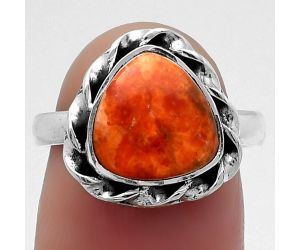 Natural Red Sponge Coral Ring size-7 SDR159264 R-1083, 10x10 mm