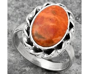 Natural Red Sponge Coral Ring size-7 SDR159272 R-1083, 9x14 mm