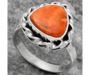 Natural Red Sponge Coral Ring size-7 SDR159280 R-1083, 10x10 mm