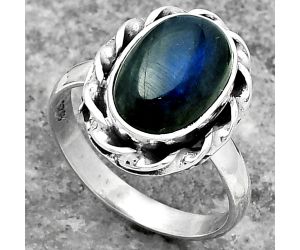 Blue Fire Labradorite - Madagascar Ring size-7 SDR159296 R-1083, 8x12 mm