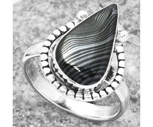 Crown Of Silver Psilomelane - Black Malachite Ring size-8.5 SDR159443 R-1518, 9x17 mm