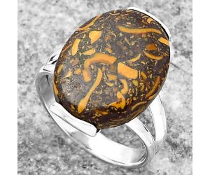 Natural Coquina Fossil Jasper - India Ring size-8 SDR159504 R-1084, 15x19 mm