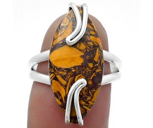 Natural Coquina Fossil Jasper - India Ring size-7 SDR159536 R-1502, 11x24 mm