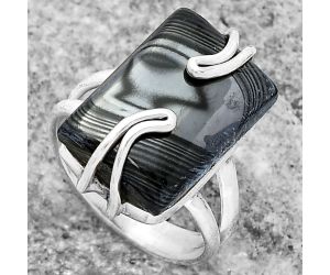 Crown Of Silver Psilomelane - Black Malachite Ring size-7 SDR159544 R-1502, 12x18 mm
