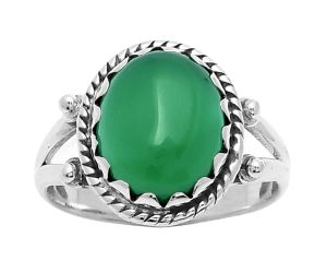 Natural Green Onyx Ring size-8 SDR159569 R-1474, 10x12 mm