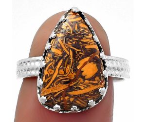 Natural Coquina Fossil Jasper - India Ring size-8 SDR159649 R-1075, 11x17 mm