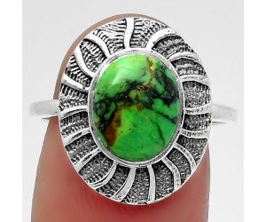 Natural Green Matrix Turquoise Ring size-8 SDR159772 R-1085, 8x10 mm