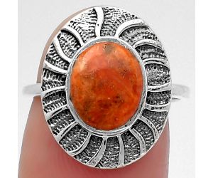 Natural Red Sponge Coral Ring size-7 SDR159773 R-1085, 8x10 mm