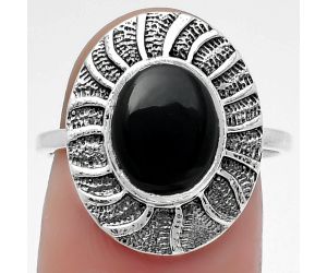 Natural Black Onyx - Brazil Ring size-7.5 SDR159791 R-1085, 8x10 mm