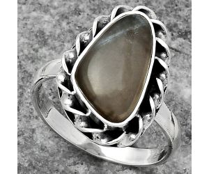 Natural Gray Moonstone Ring size-8 SDR159826 R-1083, 8x15 mm