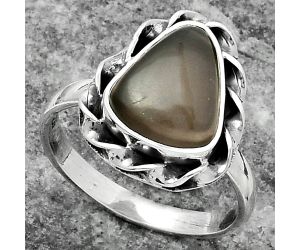 Natural Gray Moonstone Ring size-8 SDR159828 R-1083, 10x12 mm