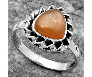 Natural Peach Moonstone Ring size-8 SDR159853 R-1083, 9x9 mm