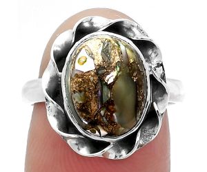 Natural Copper Abalone Shell Ring size-7 SDR159867 R-1083, 9x12 mm