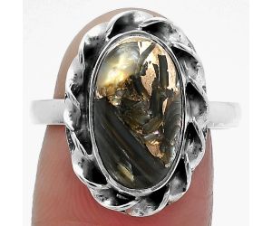 Natural Copper Abalone Shell Ring size-8.5 SDR159881 R-1083, 8x14 mm