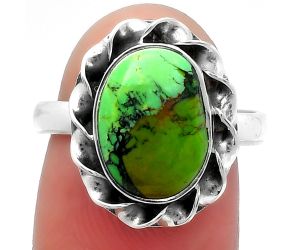 Natural Green Matrix Turquoise Ring size-7.5 SDR159915 R-1083, 9x12 mm