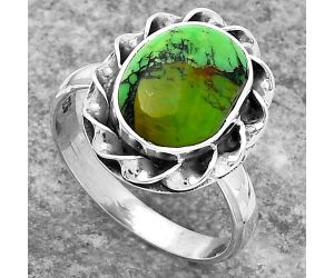 Natural Green Matrix Turquoise Ring size-7.5 SDR159915 R-1083, 9x12 mm