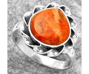 Natural Red Sponge Coral Ring size-7.5 SDR159923 R-1083, 11x11 mm