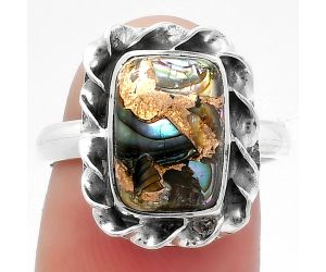 Natural Copper Abalone Shell Ring size-7.5 SDR159926 R-1083, 8x12 mm