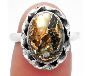 Natural Copper Abalone Shell Ring size-8 SDR159967 R-1083, 9x13 mm