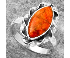 Natural Red Sponge Coral Ring size-7.5 SDR159969 R-1083, 7x15 mm
