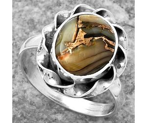 Natural Copper Abalone Shell Ring size-7.5 SDR159981 R-1083, 10x12 mm