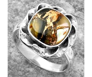Natural Copper Abalone Shell Ring size-7.5 SDR159986 R-1083, 10x10 mm