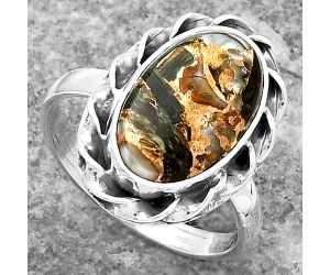 Natural Copper Abalone Shell Ring size-8 SDR159994 R-1083, 9x15 mm
