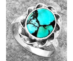 Lucky Charm Tibetan Turquoise Ring size-7.5 SDR160003 R-1083, 9x12 mm