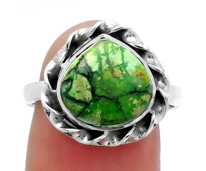Natural Green Matrix Turquoise Ring size-8 SDR160034 R-1083, 11x11 mm