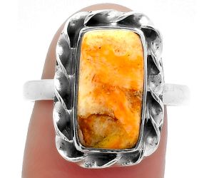 Natural Coral Jasper Ring size-8.5 SDR160094 R-1083, 8x14 mm