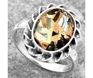 Natural Copper Abalone Shell Ring size-8 SDR160096 R-1083, 10x13 mm