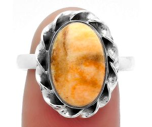Natural Coral Jasper Ring size-9 SDR160099 R-1083, 9x14 mm