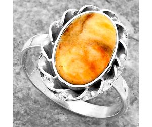 Natural Coral Jasper Ring size-9 SDR160099 R-1083, 9x14 mm