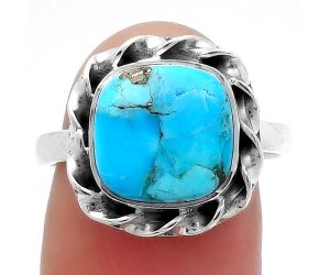 Natural Kingman Turquoise With Pyrite Ring size-8 SDR160103 R-1083, 10x10 mm