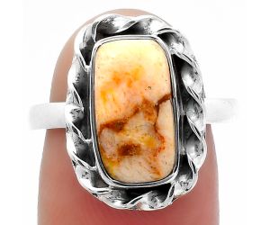 Natural Coral Jasper Ring size-8 SDR160112 R-1083, 7x13 mm