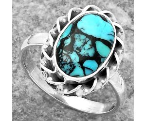 Natural Lucky Charm Tibetan Turquoise Ring size-8 SDR160117 R-1083, 8x13 mm