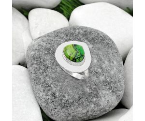 Natural Green Matrix Turquoise Ring size-8 SDR160140 R-1082, 11x11 mm